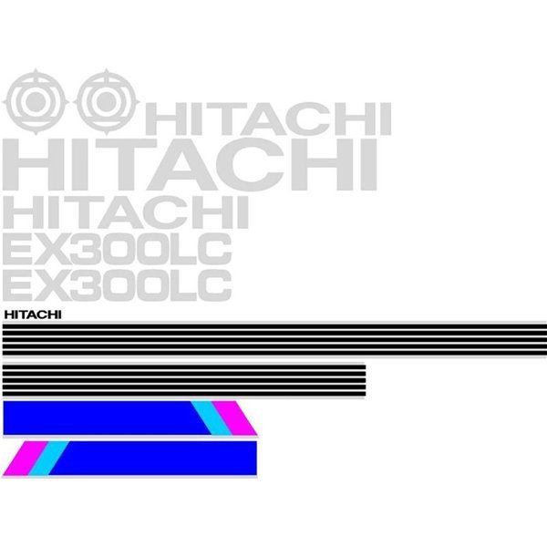 Hitachi EX300LC Excavator Decal Set, Aftermarket, Mfr#: HTEX300-1DECALSET